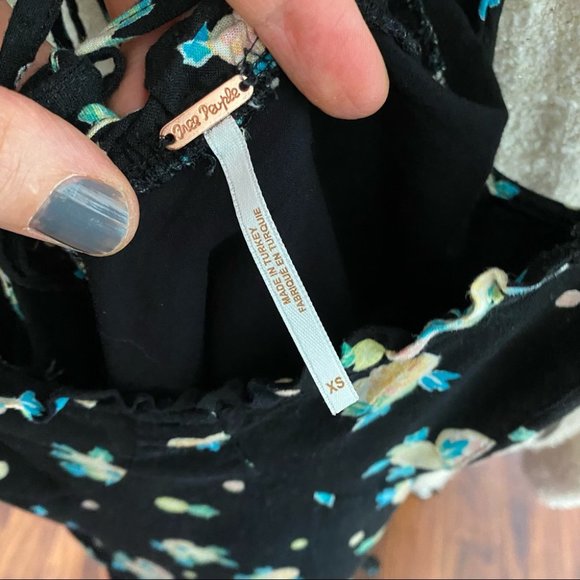 EUC Free People Like A Lady Dress Size XS Black Citrus Fruit Open Back Ruffles - Picture 13 of 16